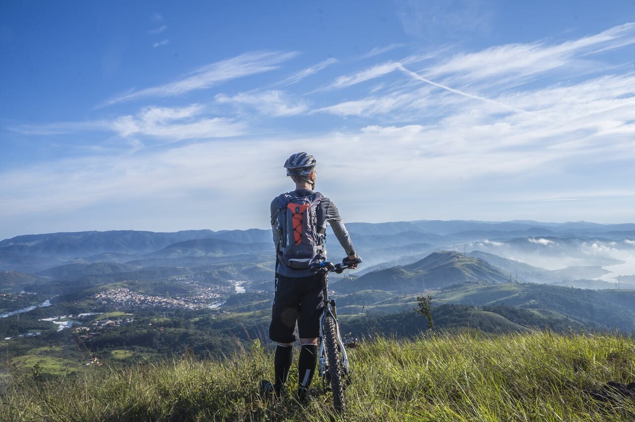 man riding bike