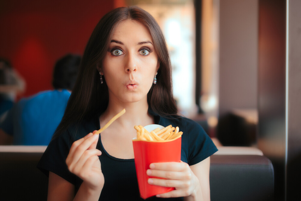 Funny Girl Eating Fries